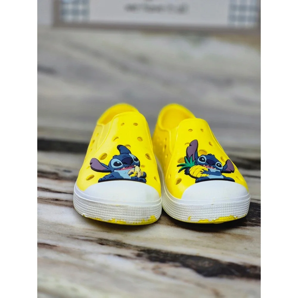 Disney Stitch Yellow EVA Foam Slip On Water Shoes Clogs Kids Size 11 Lilo Stitch